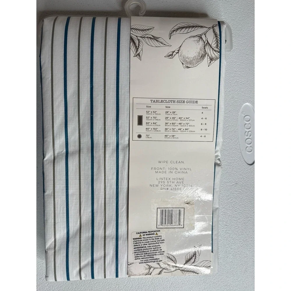 Lintex Vinyl Tablecloth Home Collection Rectangle French Stripe Lot Of 2 New
